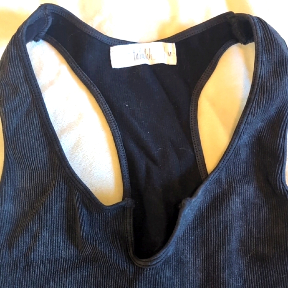 Washed Ribbed Biker Short Set In Washed Black - Picture 2 of 4